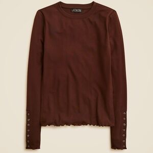 J.Crew Refined rib long-sleeve T-shirt with button cuffs Medium NWT